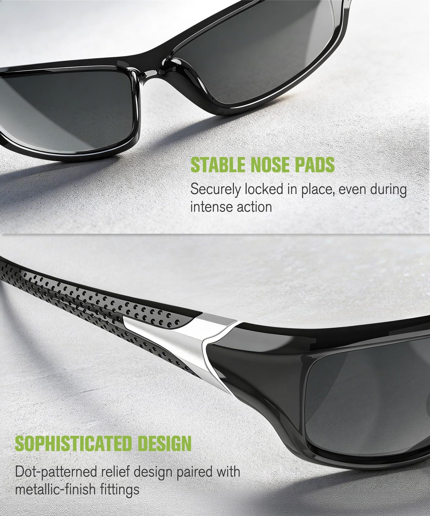 QALLY Polarized Sunglasses Men Sports Sunglasses for Men UV400 Sunglasses for Driving Golf Cycling Fishing Running