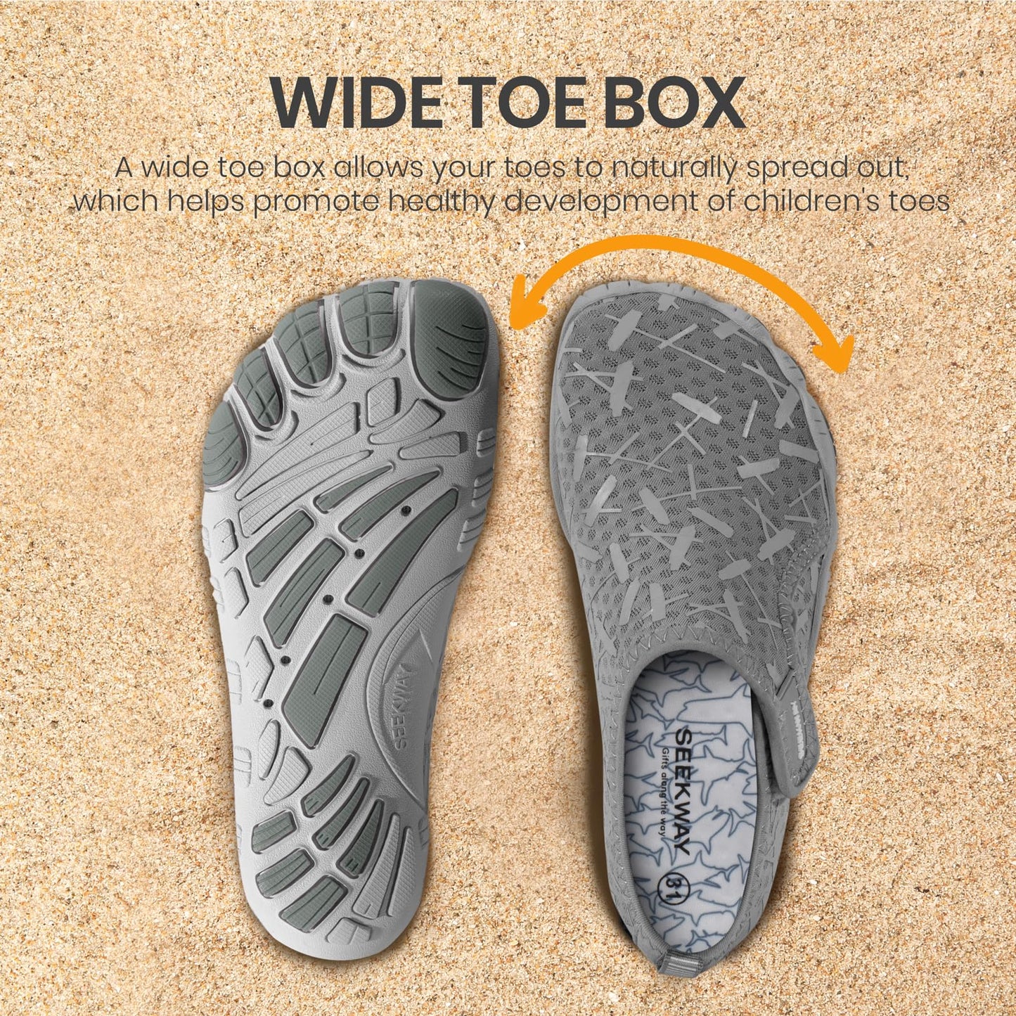 SEEKWAY Barefoot Water Shoes for Kids - Wide Toe Box and Quick-Dry Sand Shoes Toddler for Hiking Swim Beach Pool Kayak Sport Accessories, Camping Essentials Non-Slip for Boys Girls Sizes