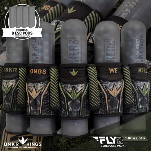 Bunkerkings Fly2 Skulls Paintball Pod Pack – Strapless Pack with 8 ESC Pods (5+8, Jungle)
