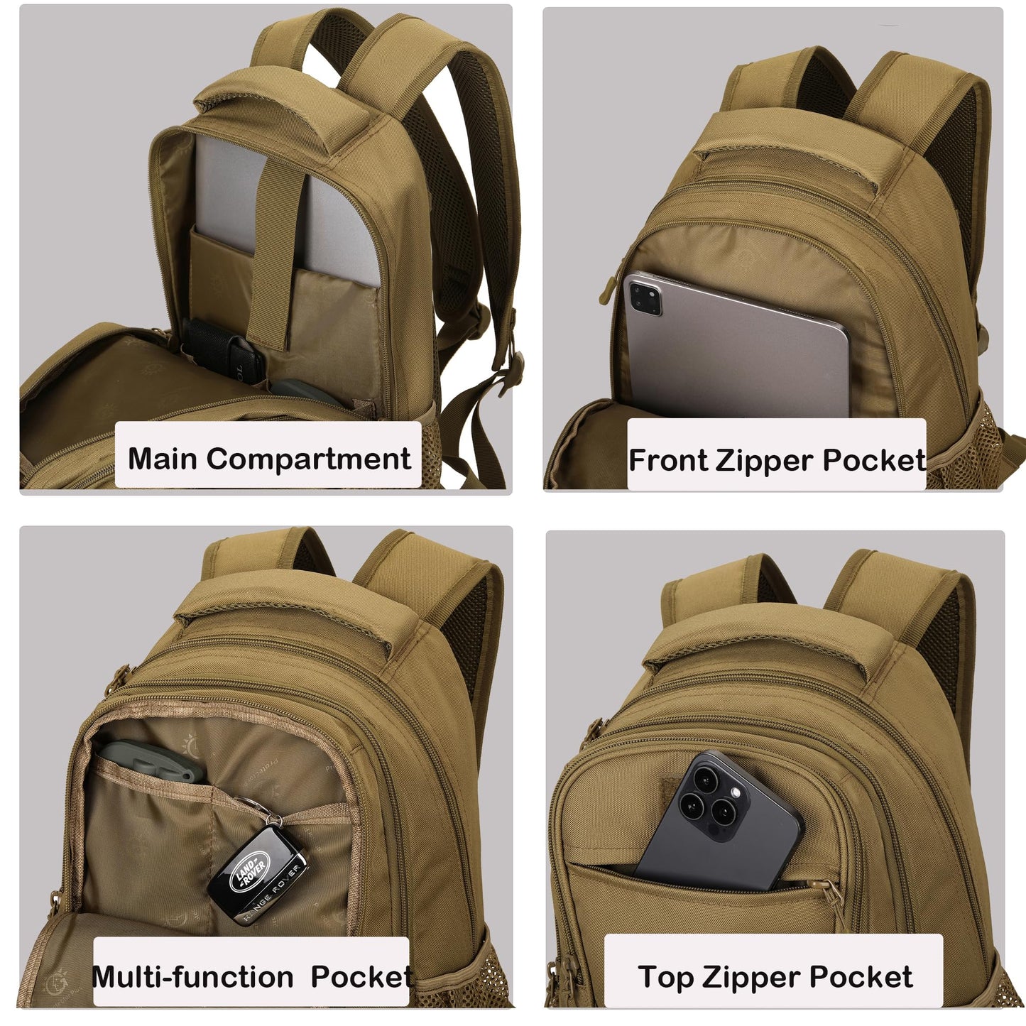 CREATOR Military Tactical Backpack for Men Mini Daypack Small Tactical Assault Bag for Hunting Camping Trekking (Black-15L)