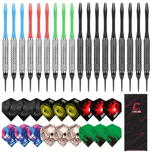 CyeeLife Darts Plastic Tip - 18pcs Soft Tip Darts Set for Electronic Dart Board