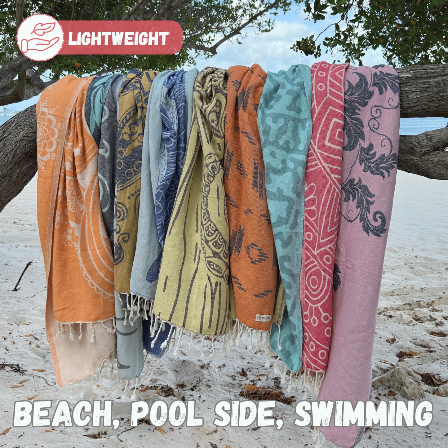 100% Cotton Turkish Beach Towels Oversized Sandproof - Quick Dry Travel Beach Towel for Adults (69 x 37 inch) - Cloud, Sandless, Fast Drying, Lightweight Beach Gifts for Women & Men - Blanket, Wrap