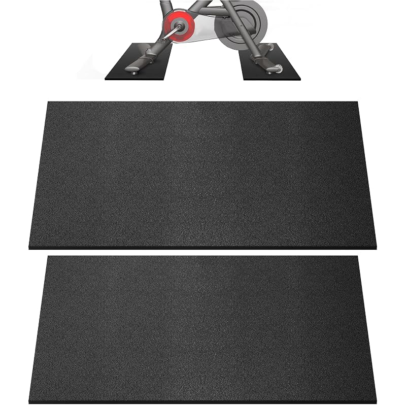 2-Piece Bike Floor Mat for Peloton - 6mm Thick, 11.8 x 24 in (Variation 11.8x24 inch x 2)