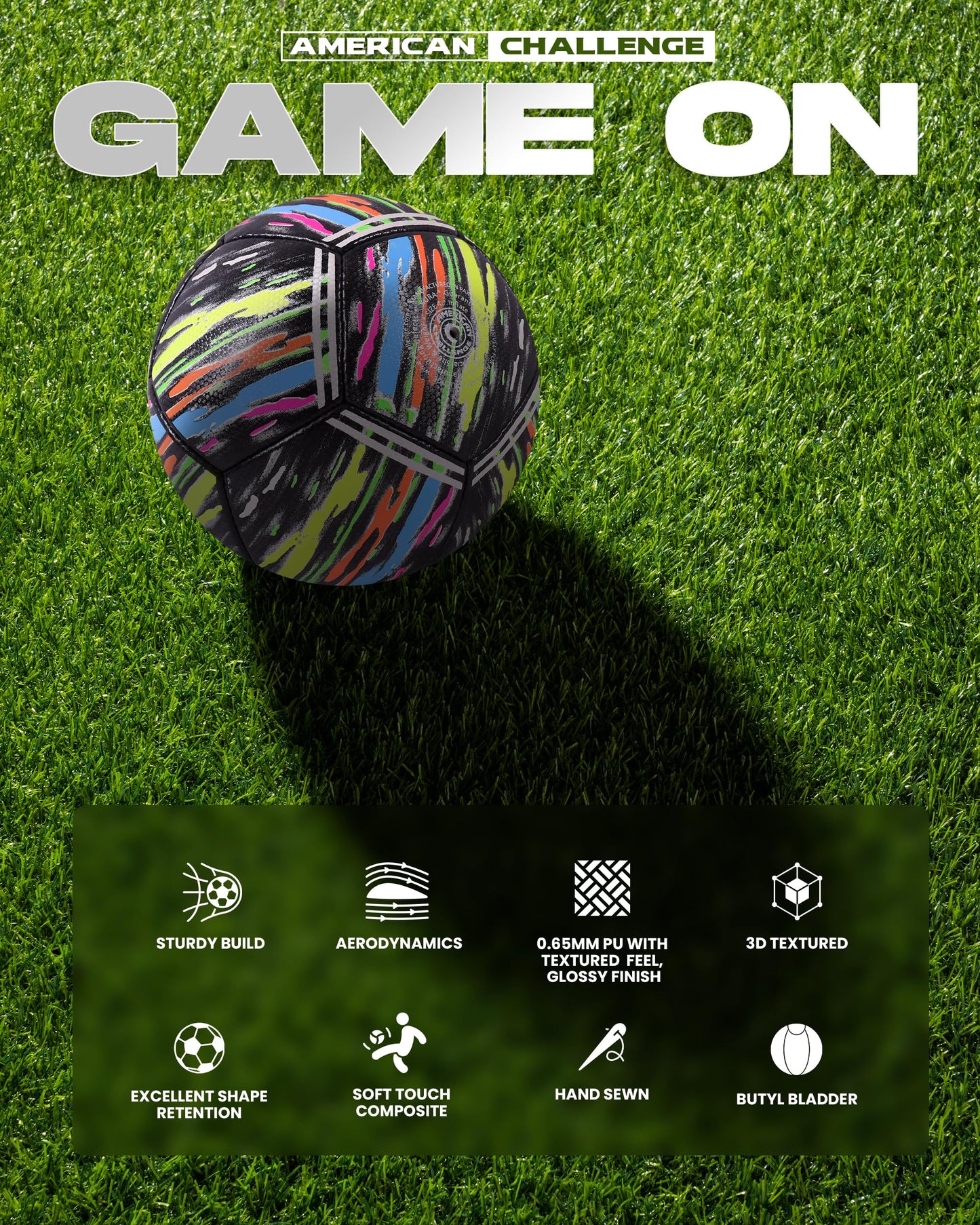 American Challenge Kura Soccer Ball (3, Black/White)