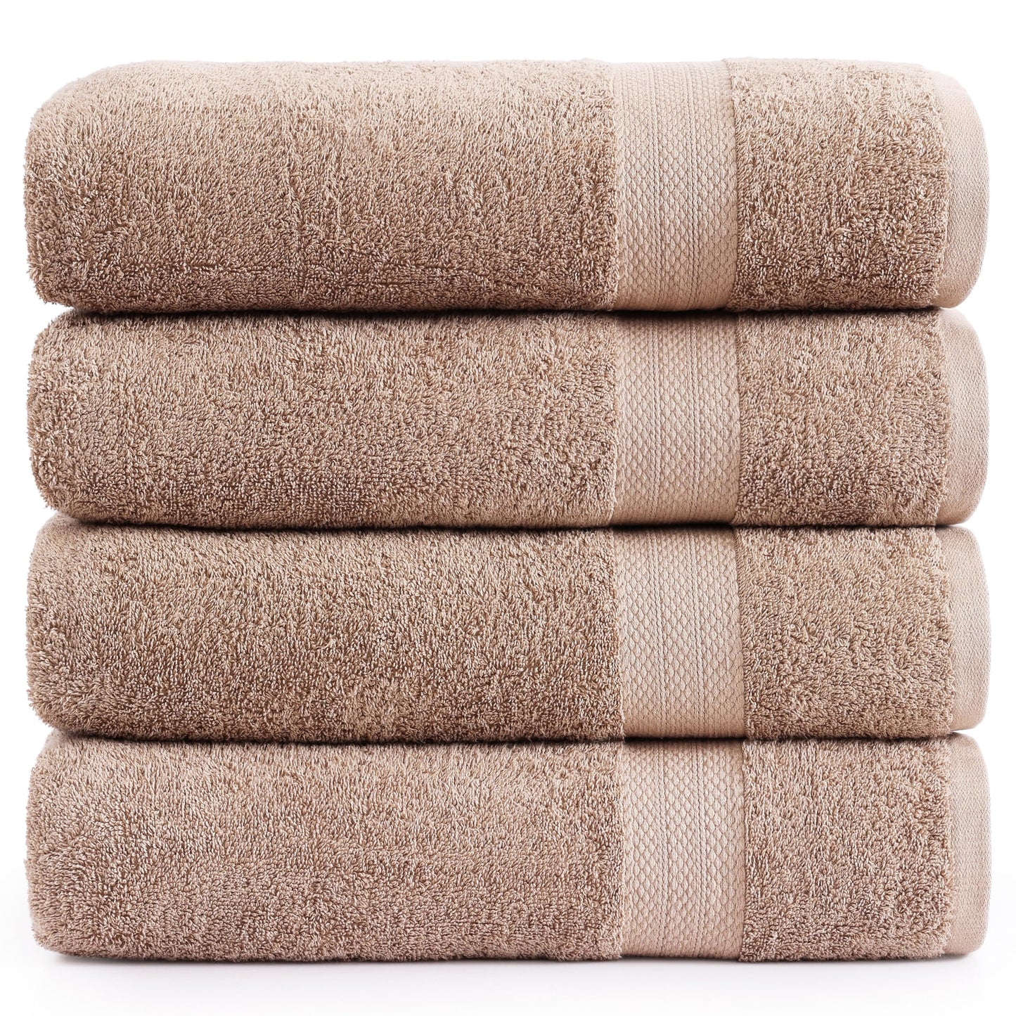 LANE LINEN Luxury Bath Towels Set of 4 (28"x54") - 100% Ring Spun Cotton Bathroom Towel Set - Durable, Quick Dry, Ultra Soft & Absorbent Large Shower Towels for Bathroom - Sustainably Produced - Taupe