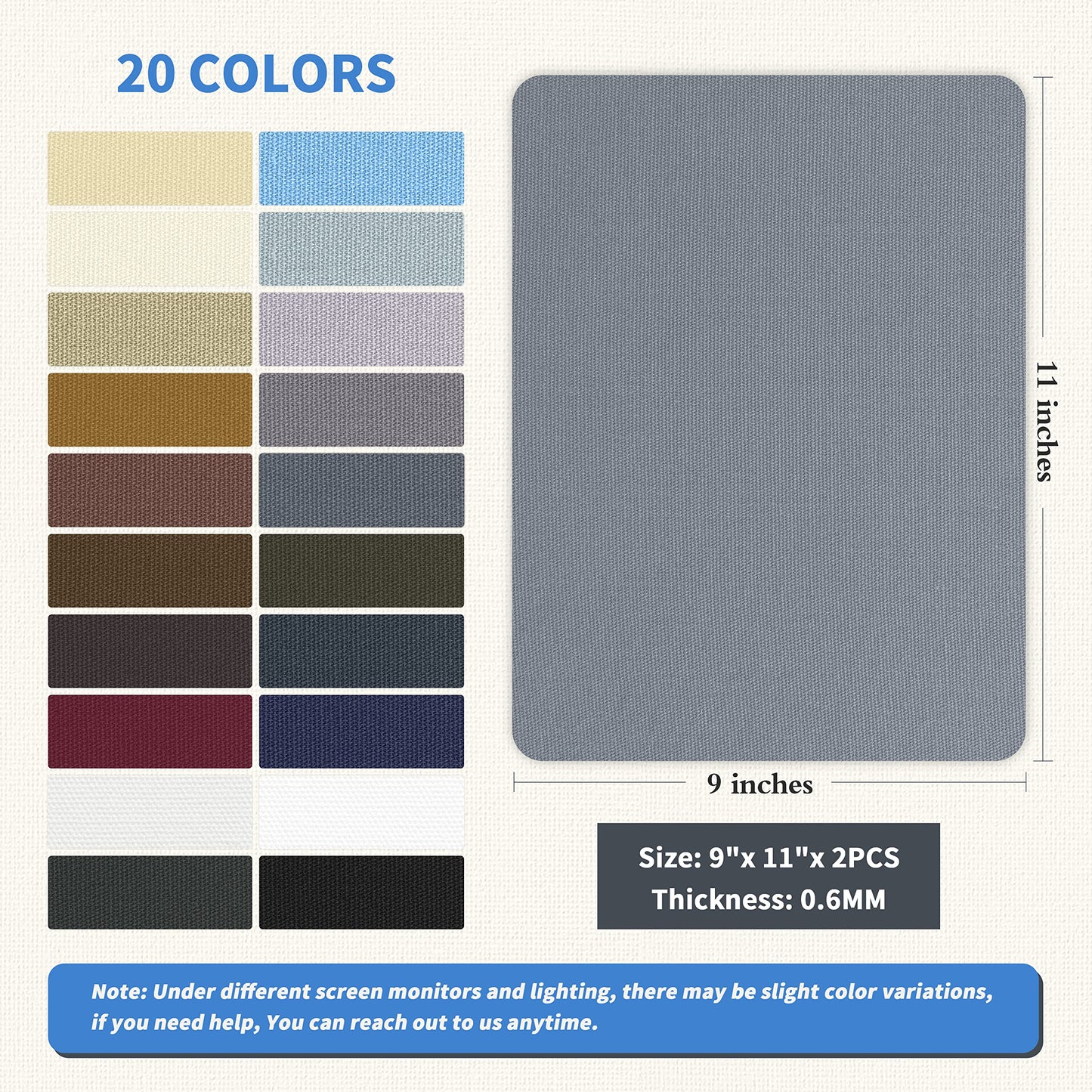 KING MOUNTAIN Canvas Repair Patch 9 x11 Inch 2 Pcs Self-Adhesive Waterproof Fabric Patch for Sofas, Tents, Furniture,Tote Bags, Car Seats (Grey-1)
