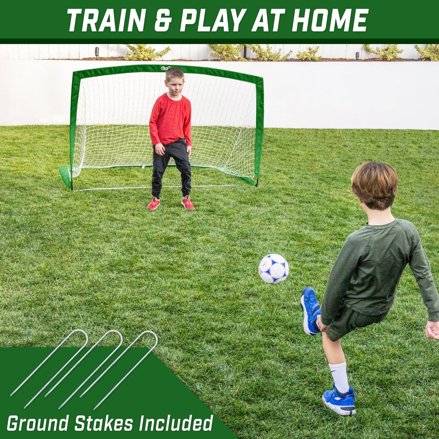 GoSports Team Tone 6 ft x 4 ft Portable Soccer Goal for Kids - Pop Up Net for Backyard - Dark Green