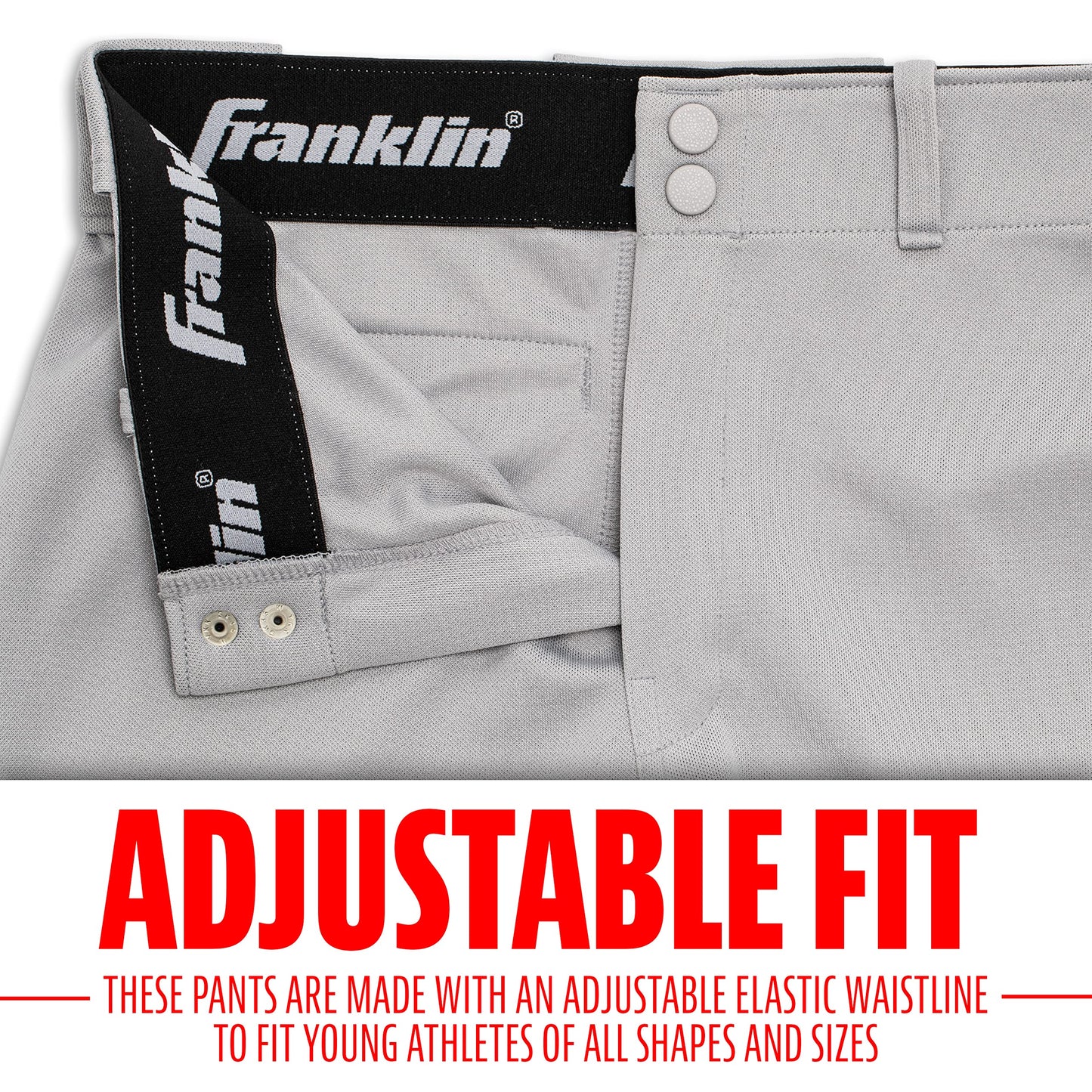 Franklin Sports Classic Fit Deluxe Youth Baseball Pants, Small, Gray