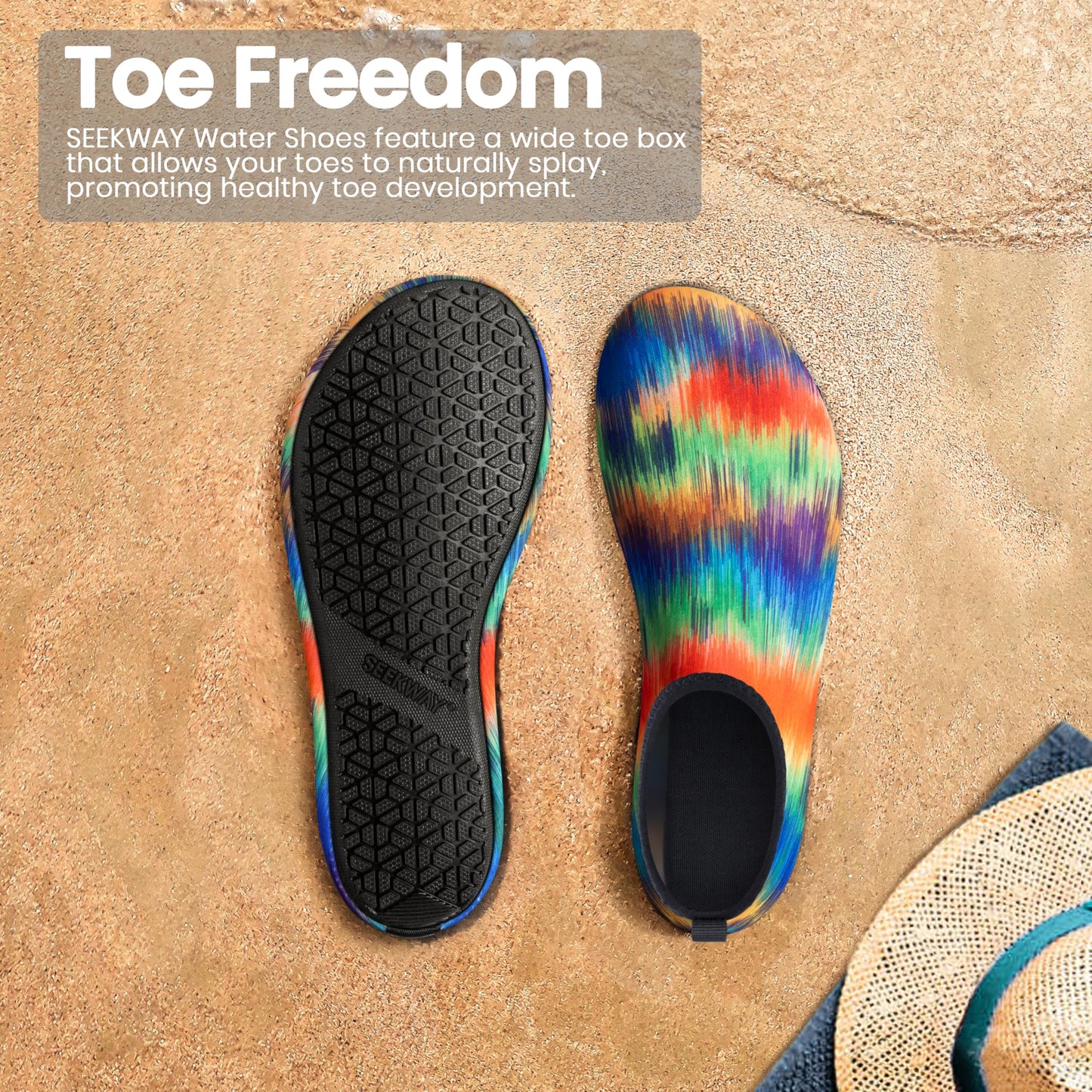 SEEKWAY Water Shoes Women Men Adult Quick-Dry Aqua Socks Barefoot Non Slip for Beach Swim River Pool Lake surf Black SK002(U)