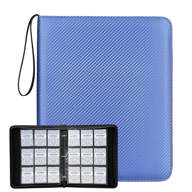 KuBeiBear Card Binder 720 Capacity 9-Pocket - Zippered Acid-Free Card Holder (Blue, 9 Pocket) - MTG, Sports & Collectibles