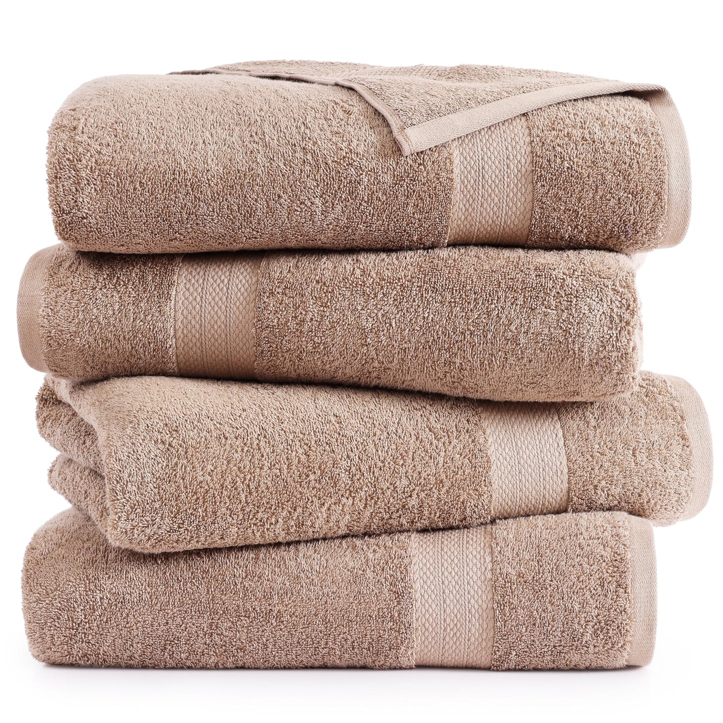 LANE LINEN Luxury Bath Towels Set of 4 (28"x54") - 100% Ring Spun Cotton Bathroom Towel Set - Durable, Quick Dry, Ultra Soft & Absorbent Large Shower Towels for Bathroom - Sustainably Produced - Taupe