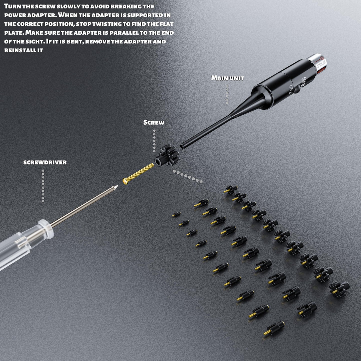 Professional Tactical Laser Boresighter Kit： Red Bore Sight with 30 Adapters - Multiple Caliber Bore Sighting Laser - .17 Cal to 12GA Rifle Pistol Bore sighter - Perfectly Choice for All Gun