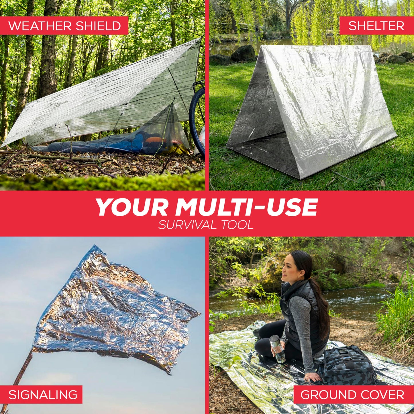 Emergency Blanket Mylar Thermal Space Survival Gear & Supplies 100-Pack