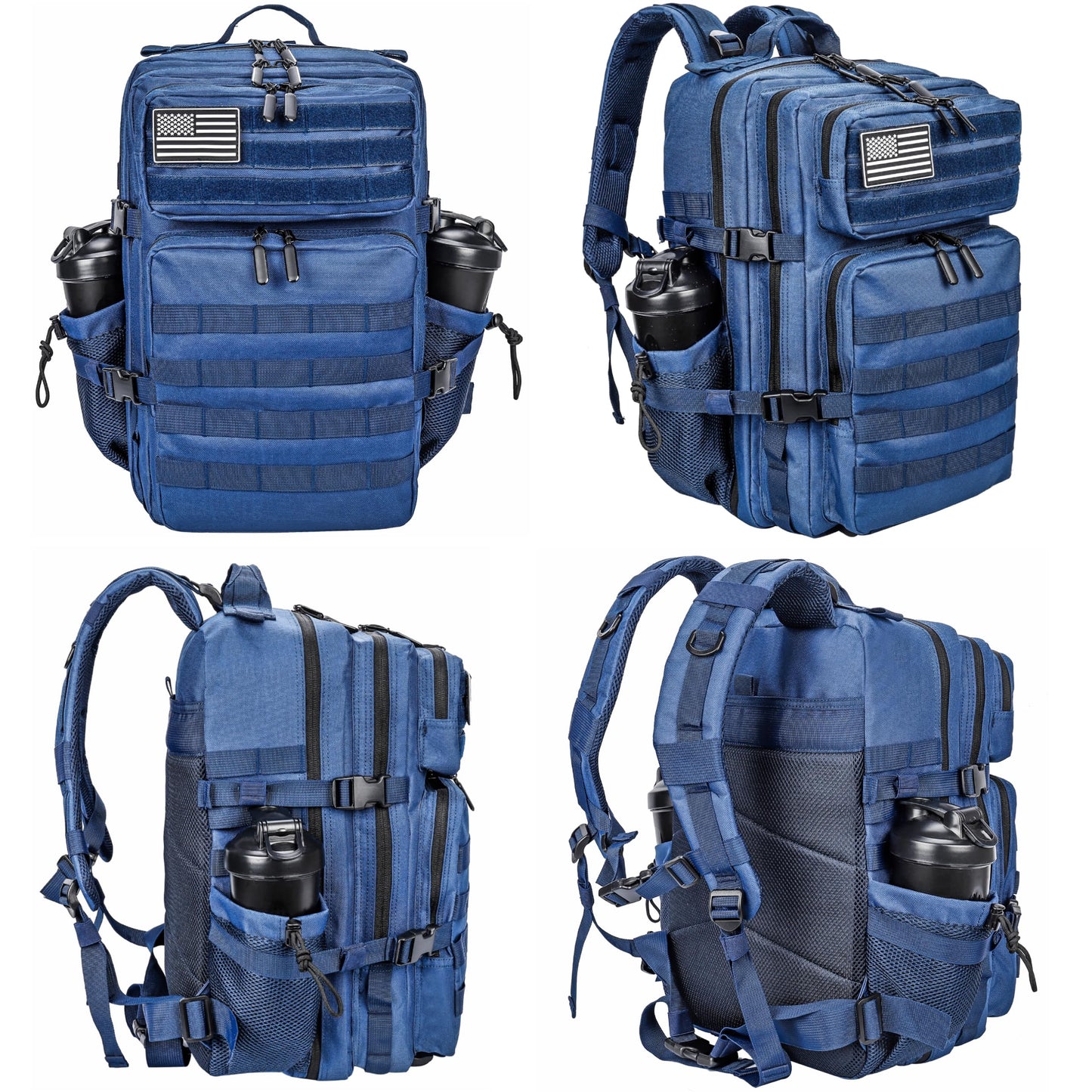 LHI Military Tactical Backpack for Men and Women 45L Army 3 Days Assault Pack Bag Large Rucksack with Molle System Blue