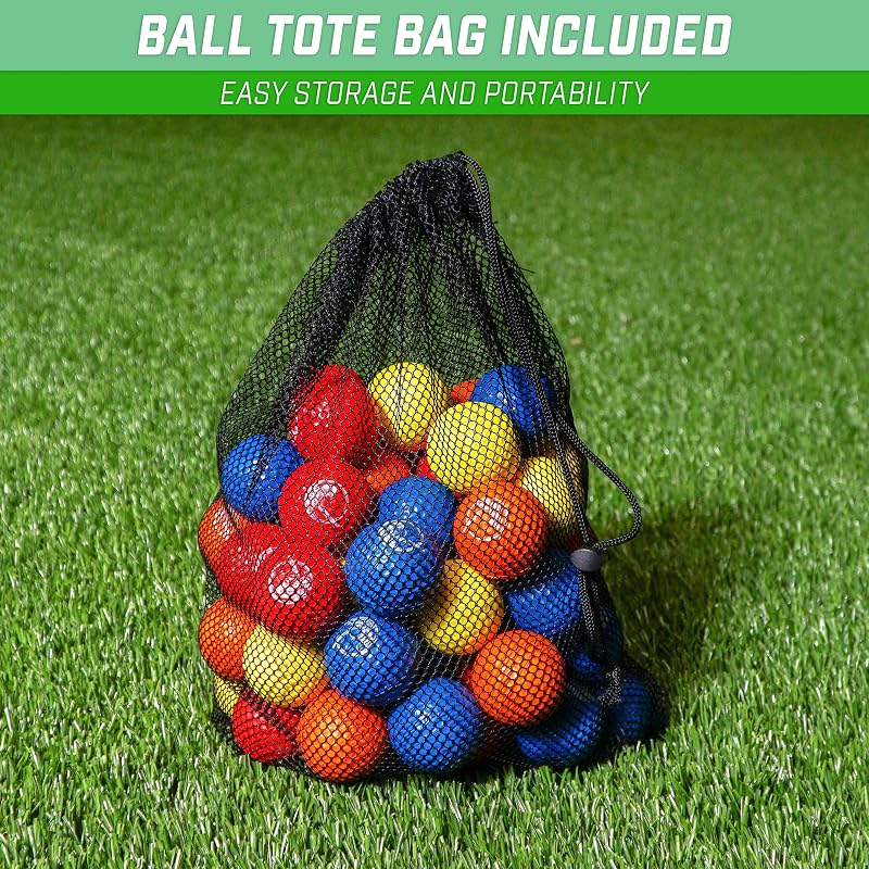 64 Pack GoSports Foam Golf Balls – Limited Flight Practice Balls with Tote