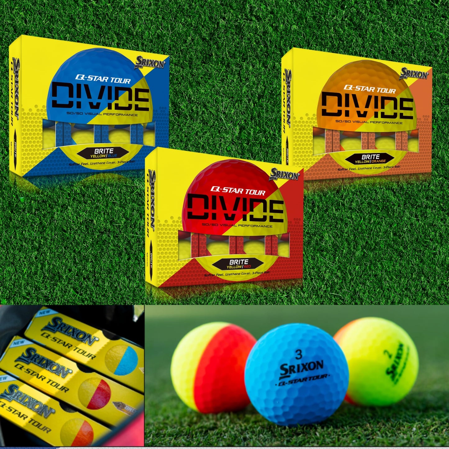 Srixon Q-Star Tour Divide Golf Balls, Red/Yellow