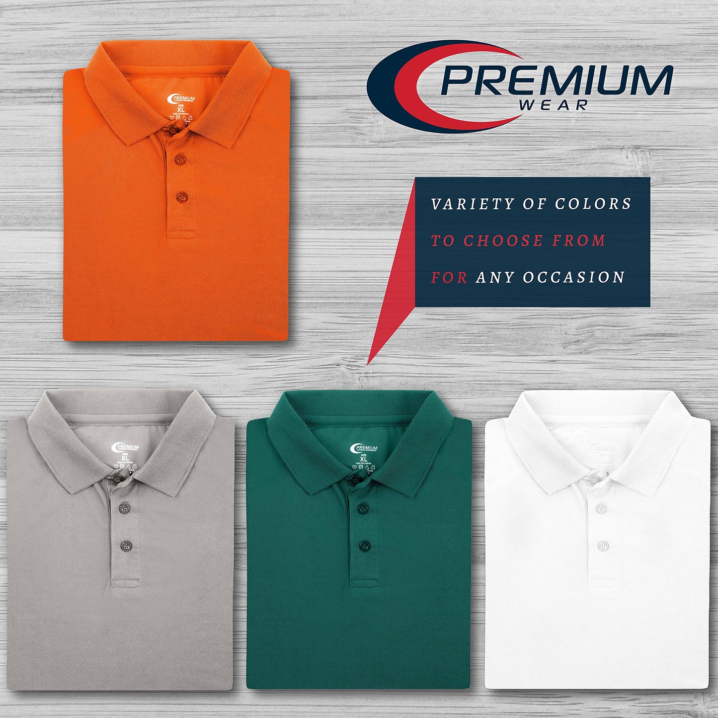Premium Wear Men's High Moisture Wicking Polo T Shirts | Orange - Small